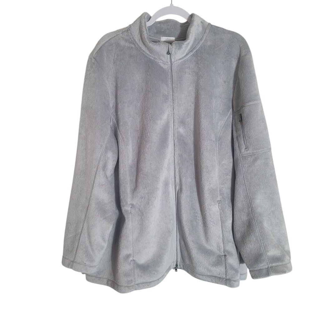 J. Jill Fit Soft Fleece Jacket Women's Plus Size 3X Gray Full Zip Casual Outdoor